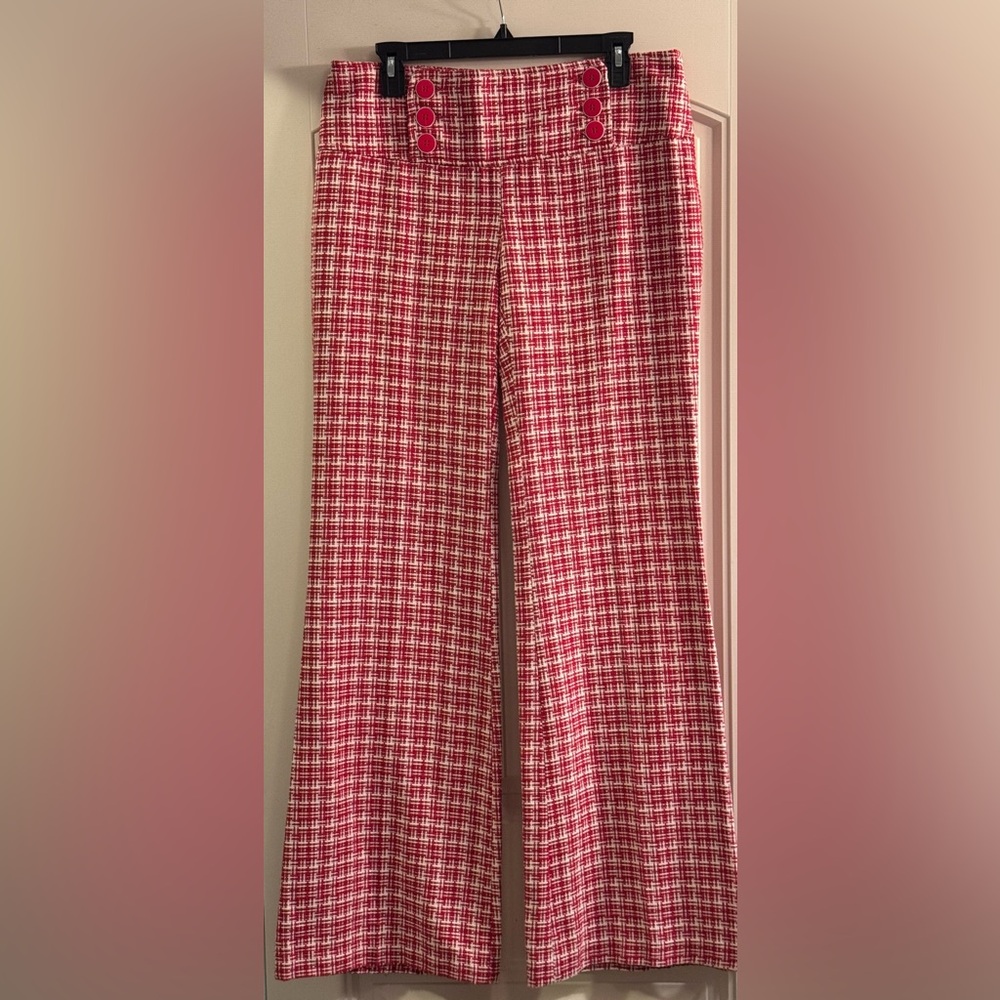 Zara Basic women’s twill pants / trousers size 10 red and white sailor buttons.